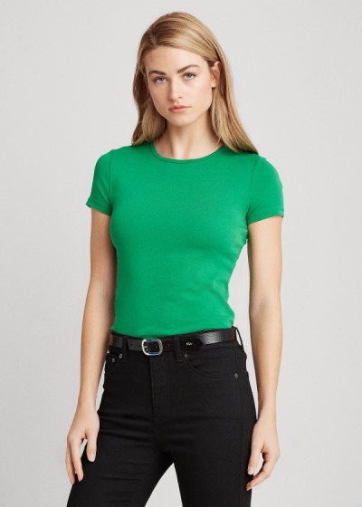 Playeras Ralph Lauren Mujer Verdes - Cotton-Blend - EOXTR4503